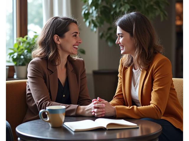 Coaching συνεδρία με γυναίκα να συζητά με τον σύμβουλο.
